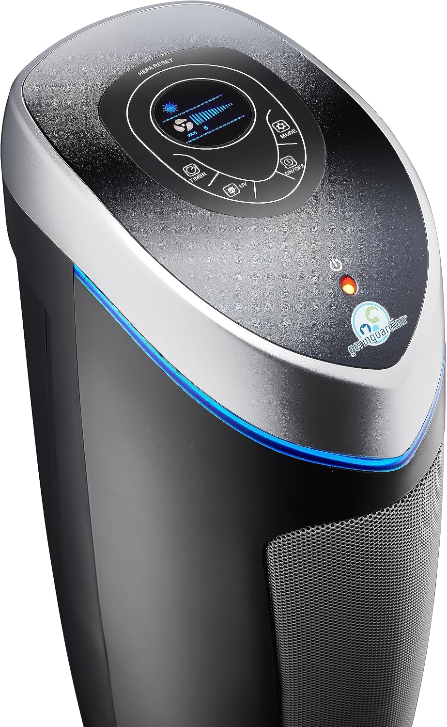 GermGuardian 5-In-1 HEPA Air Purifier for Home, Large Rooms Up To 915 Sq. Ft. with HEPA Pet Air Filter, UV-C Light & Odor Reduction, AC5250PT, 28" Tower, Gray
