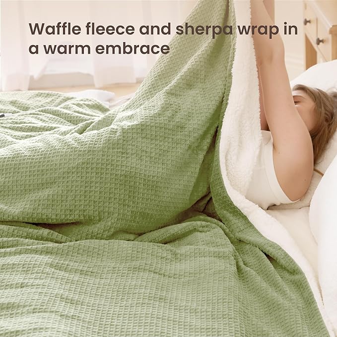 Heated Blanket Electric Blanket Queen Waffle, 84x90 Inches Dual Controllers