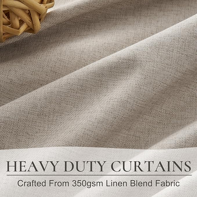 Grey Flax Taupe Hook Belt&Rod Pocket Curtains 84 inch Length 2 Panels Set