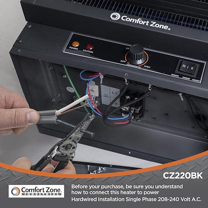 Comfort Zone Hard-Wired Ceiling Mount Garage Electric Space Heater, Fan-Forced