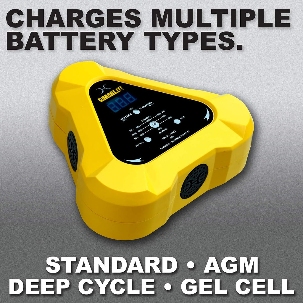 Clore Automotive CHARGE IT! 4520 12 Volt 20 Amp Fully-Automatic Smart Battery Charger, Battery Maintainer, and Desulfator, Yellow