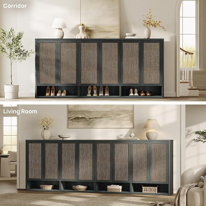 SICOTAS Rattan Shoe Storage Cabinet