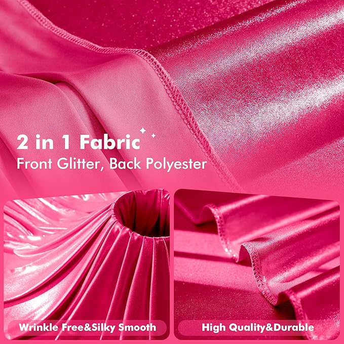 20x10ft Shimmer Hot Pink Sequin Backdrop Curtain for Parties, Thick Wrinkle Free Glitter Fuchsia Photo Backdrop Drapes Curtains for Birthday Wedding Halloween Photography Background-4 Panels 5x10ft