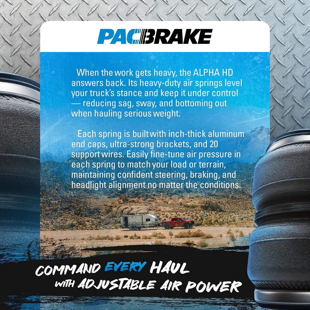 pacbrake hp10002 alpha hd rear air suspension kit, package contents