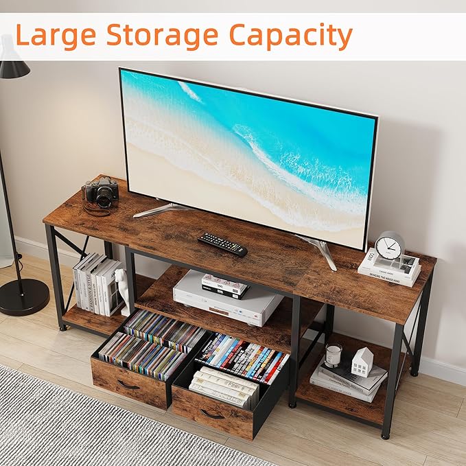GYIIYUO TV Stand with Fabric Drawers