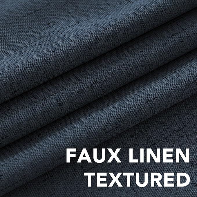 H.VERSAILTEX Linen Blackout Curtains 63 Inches Long 100% Absolutely Blackout