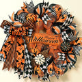 Halloween Wreaths for Front Door, Halloween Wreath with Ribbon Bow