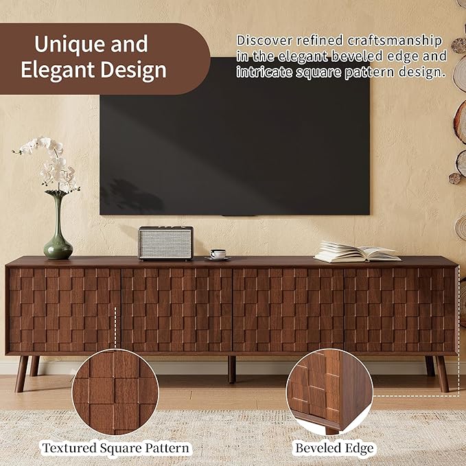 Virubi Mid-Century Modern TV Stand, Entertainment Center