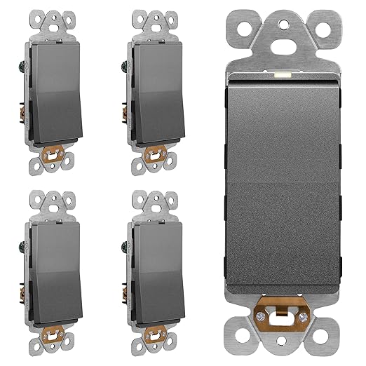 LIDER Minimalist Design Matte Finish Lighted Decorator Switch, Frameless Paddle (5-Pack)