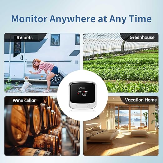 Frigga 4G Cellular & WiFi Temperature Humidity Monitor, 2 Years Subscription