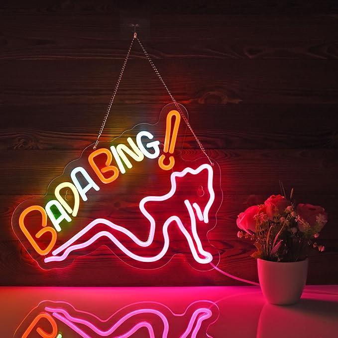 ZODZ Bada Bing Neon Sign for Wall Décor Sopranos Merch Girls Dimmable LED Neon