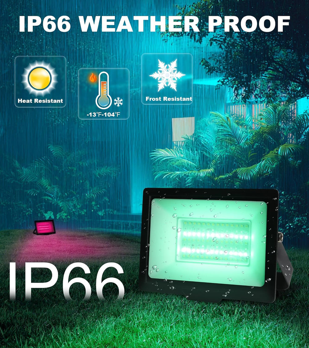 TigQiang 4 Pack 50W RGB Flood Light, IP66 RGB floodlight for Halloween