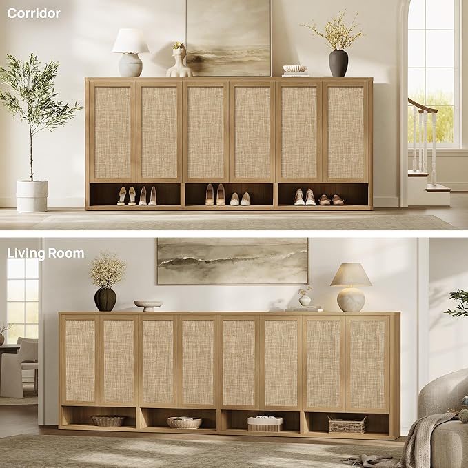 SICOTAS Rattan Shoe Storage Cabinet