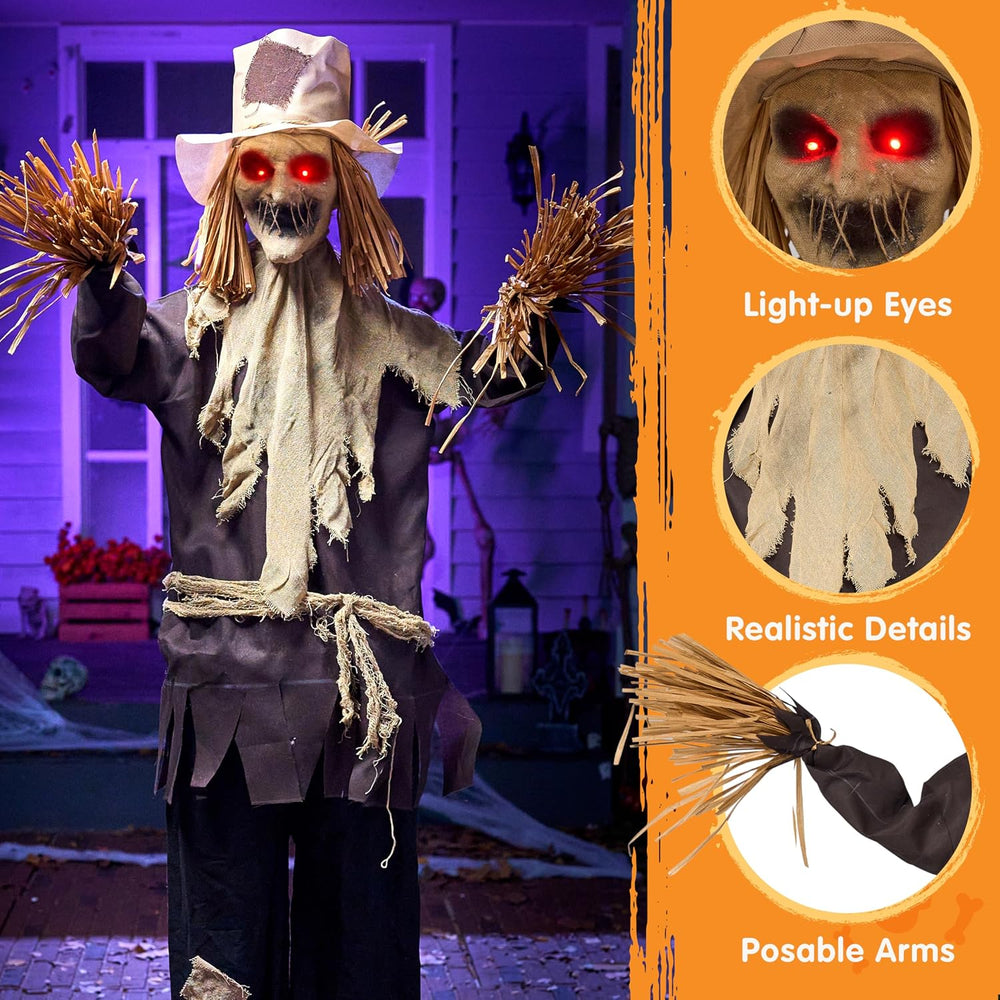 JOYIN Halloween Animatronics Scarecrow Decoration Outdoor, Standing Ghost Pro...