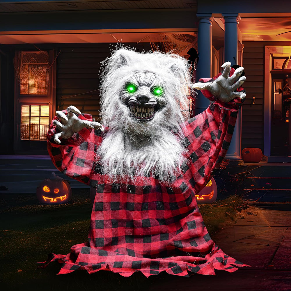 JOYIN Halloween Outdoor Decorations Animated, Animatronics Werewolf Groundbre...