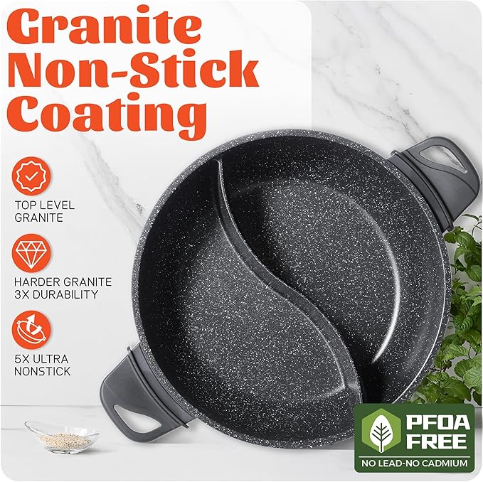TWIN™ Electric Hot Pot with Divider | EvenHeat Cast Aluminum Non-Stick Pot