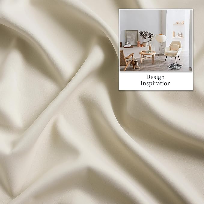 DUALIFE 96 Inch Length Cream Beige Curtains Blackout Window Drapes