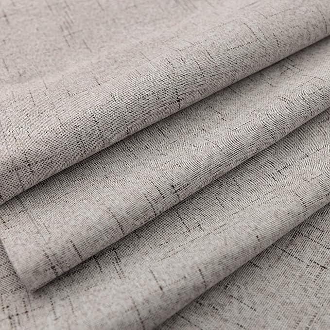 KOUFALL Taupe Back Tab Linen Blackout Curtains