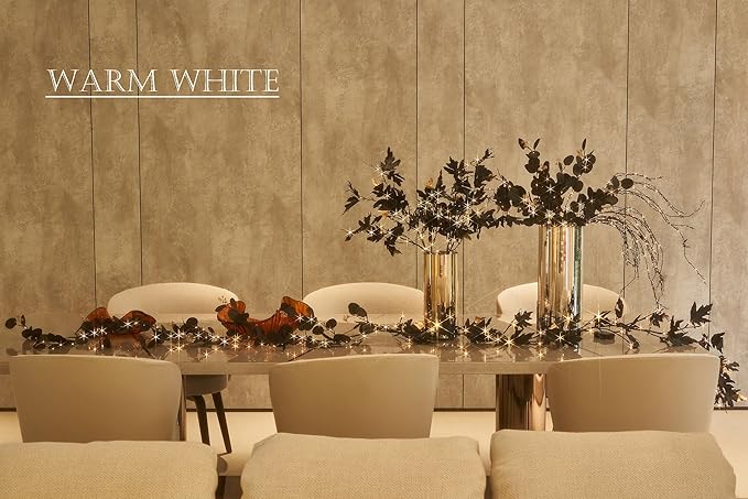 LITBLOOM Halloween Tree Branches with Lights 32IN Battery Operated with Timer, Lighted Black Eucalyptus Branches with 120 Orange and Warm White LED Lights for Mantle Table Halloween Decoration