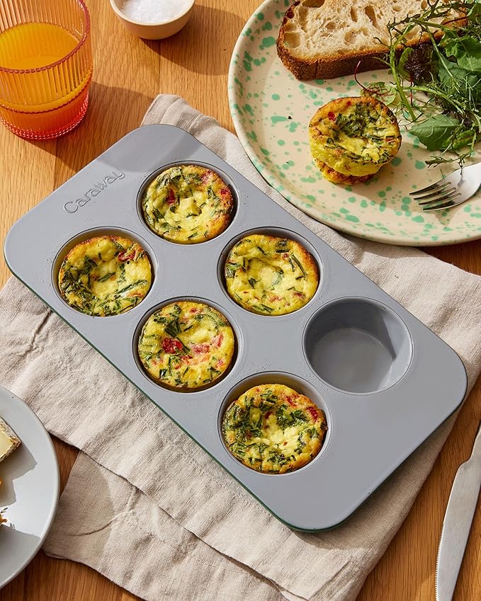 Caraway Nonstick Ceramic 6 Cup Muffin Pan – Non-Toxic, PTFE & PFOA Free – Oven
