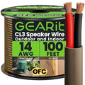 GEARit Outdoor Speaker Wire CL3 Rated, 14 Gauge Speaker Wire, Speaker Cable 100