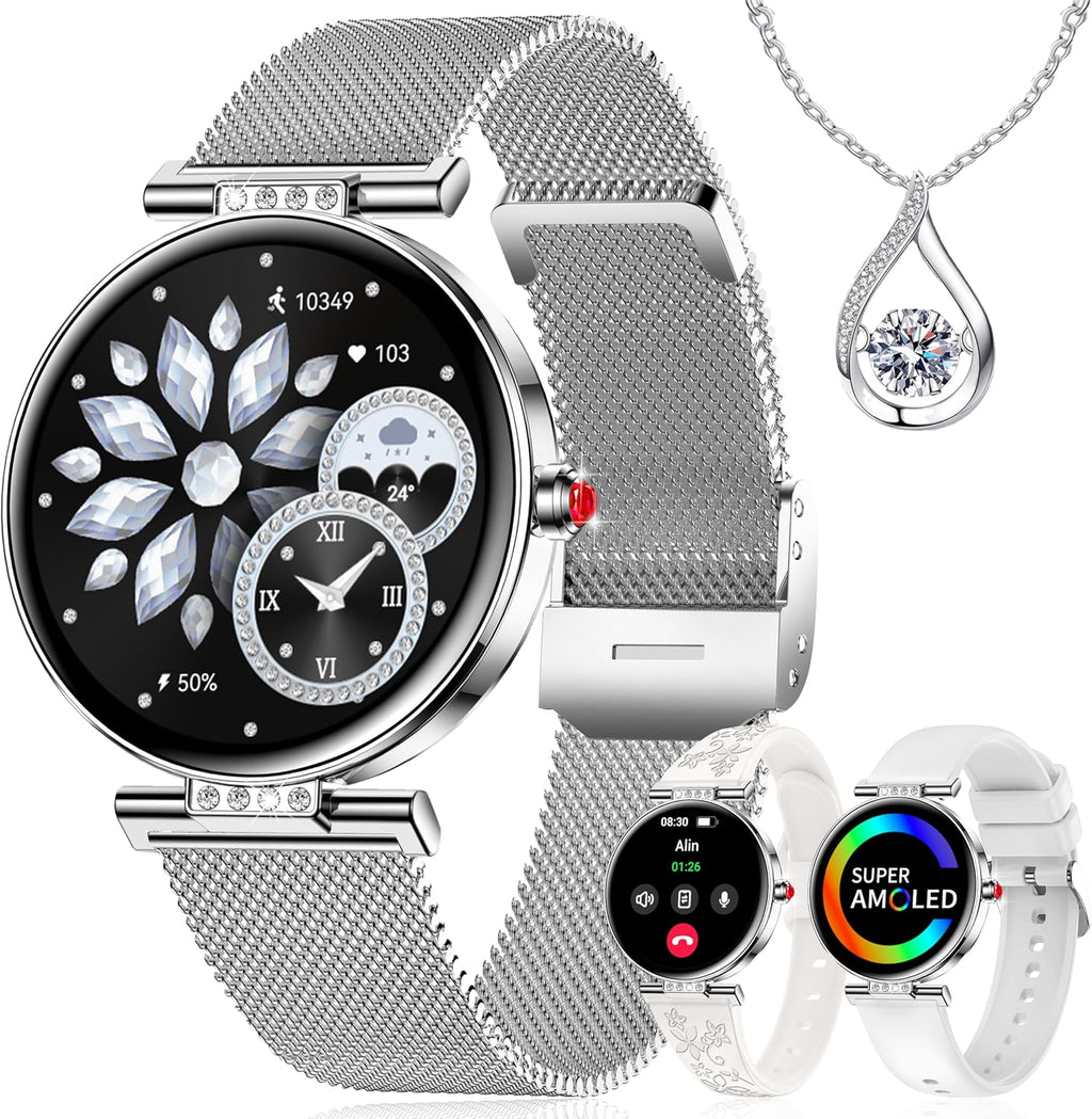 Smart Watch for Women (3 Bands) 1.19“ AMOLED Bluetooth Call Fitness Tracker
