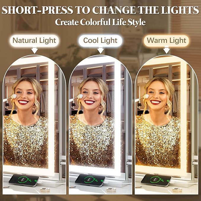 FENNIO Vanity Mirror with Lights 32"x22", Lighted Makeup Mirror, Large Vanity