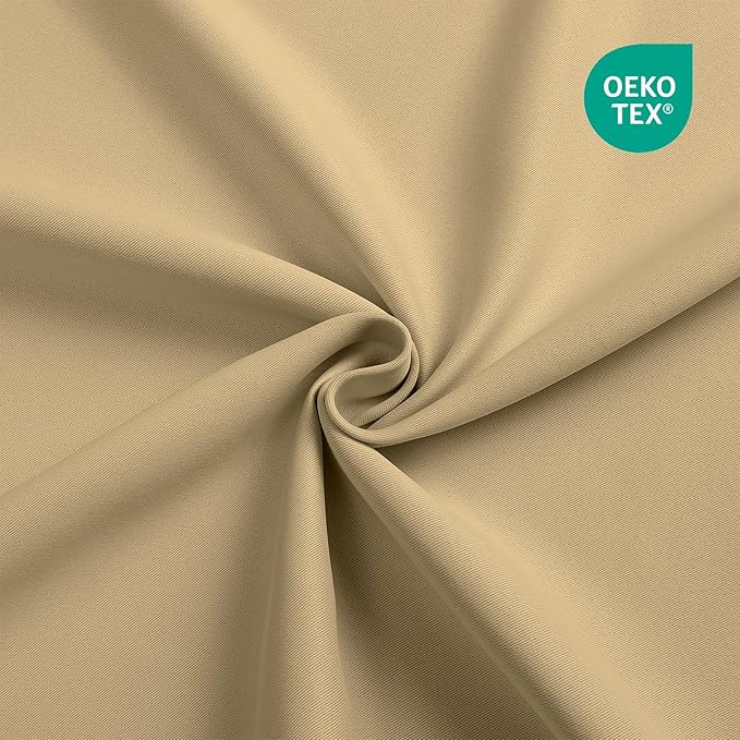 CUCRAF Beige Blackout Curtains 90 Inches Long, Thermal Insulated Noise Reducing