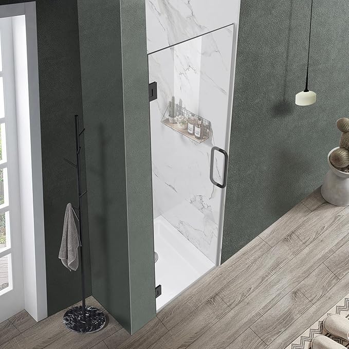 Bathroom Frameless Shower Door 32" W*72" H, 5/16" Clear Tempered Glass Hinged