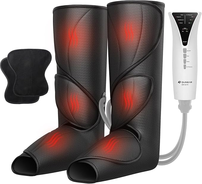 QUINEAR Leg Massager with Heat and Air Compression, Foot and Calf Massager