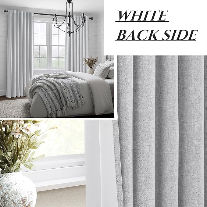 Light Grey Blackout Curtains 96 Inch Length 2 Panels Set