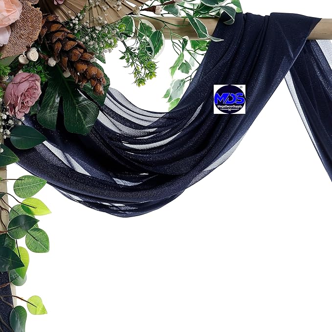 MDS Halloween Chiffon Draping Fabric - 2 Panel, 30" Wide x 100ft Long - Sheer Spooky Arbor & Canopy Drapery for Haunted House Backdrops, Party Ceilings, DIY Costumes & Themed Events - Navy Blue (Pack of 2)