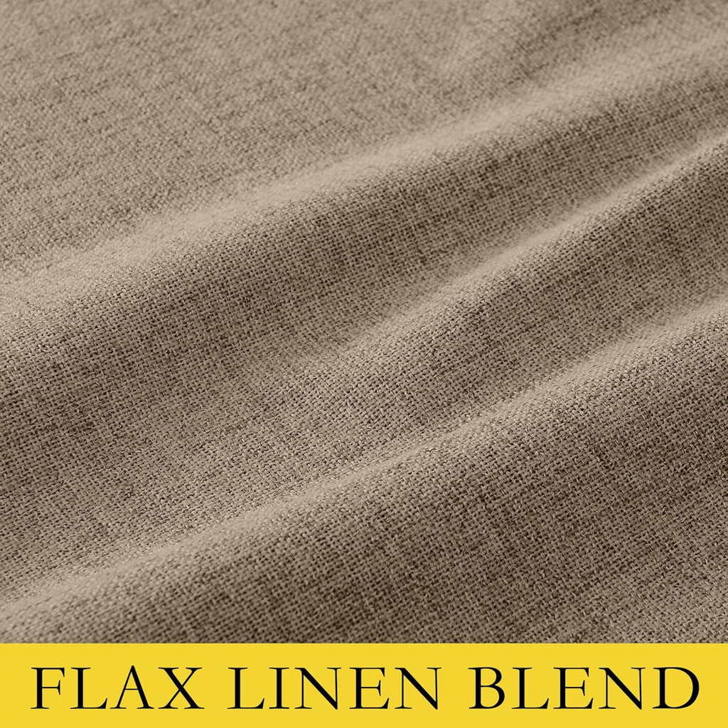 NICETOWN 100% Blackout Burlap Linen Curtains 90 inches Length with Thermal Insulated Liners for Bedroom, 2 Panels, 52" W, Room Cooling Noise Reducing Window Treatment Drapes for Living Room