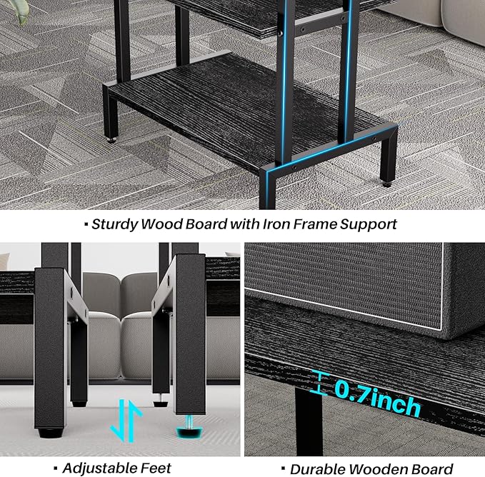 Aquzee Media Stand, Gaming Shelf, 4 Tier Small Electronics Shelves Video Game