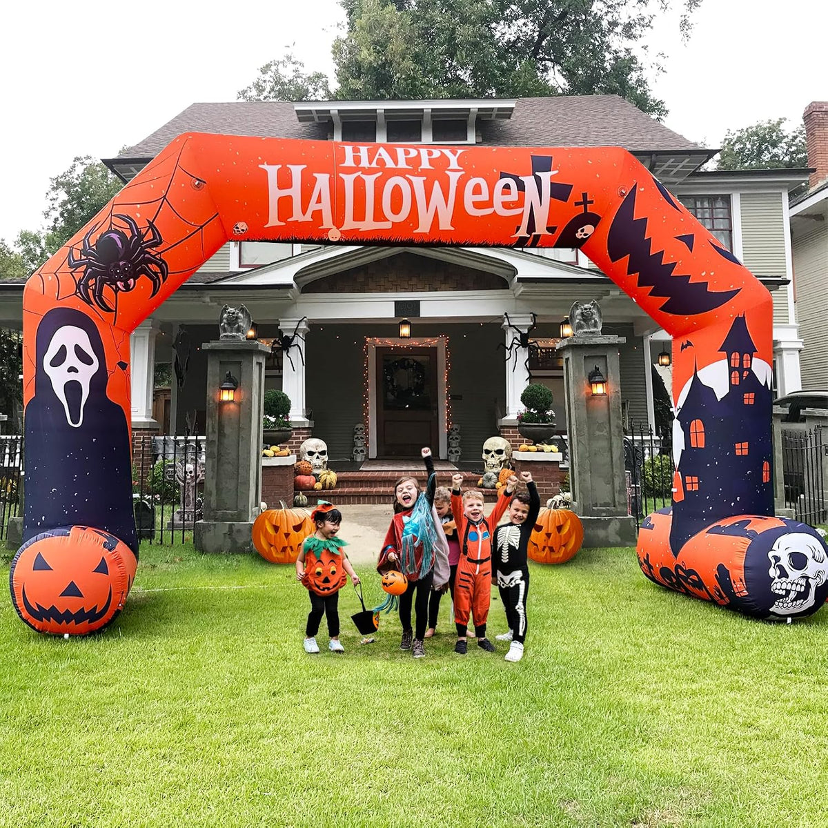 20ft Halloween Inflatable Archway with 250W Blower, Hexagon Inflatable Arch for Outdoor Decoration, Halloween Party, Lawn Garden