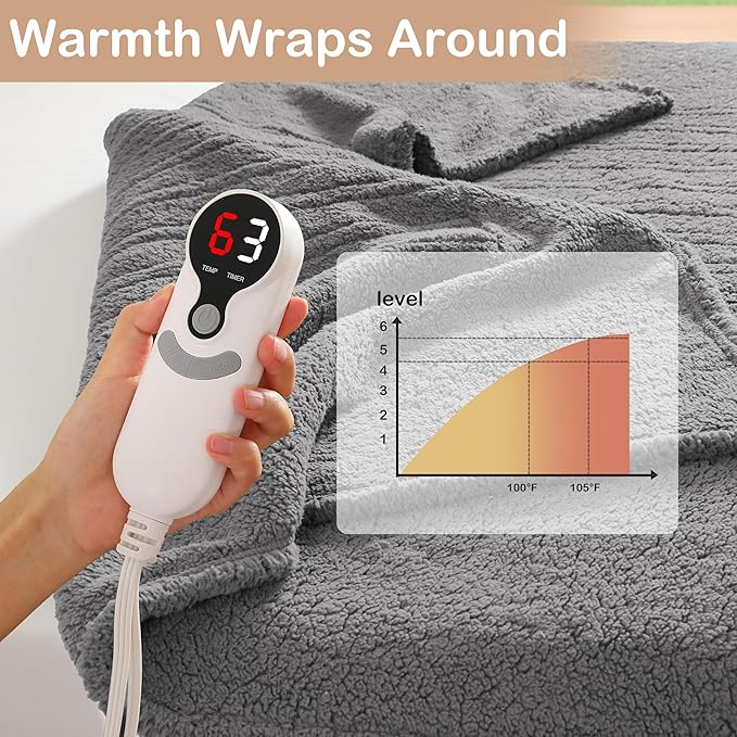 Electric Heated Blanket Twin Size 62"×84"