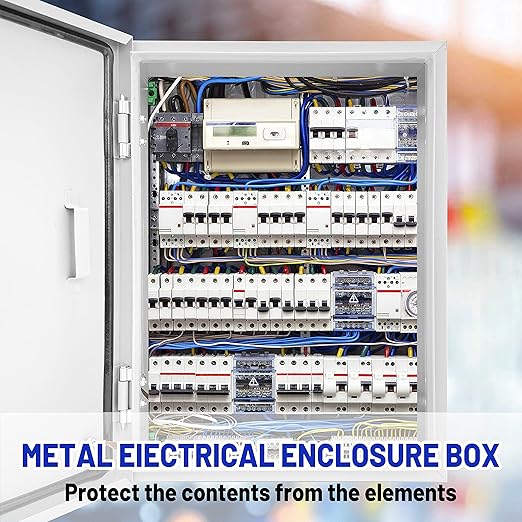 Outdoor Electrical Box 12 x 10 x 6''D NEMA 4X Enclosure Steel Box, Waterproof &