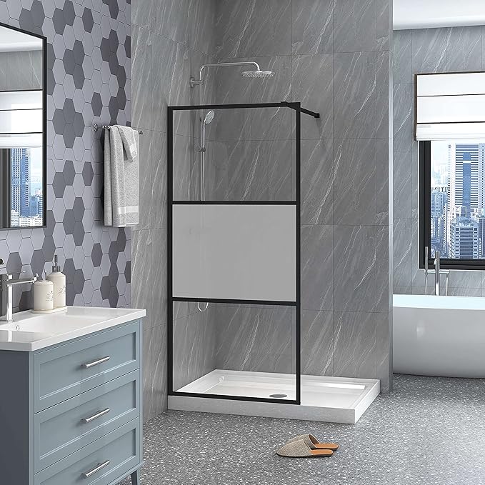 Goodyo Shower Door 34“ X 72” Fixed Frost Tempered Glass Shower Screen Panel (3 Pieces)