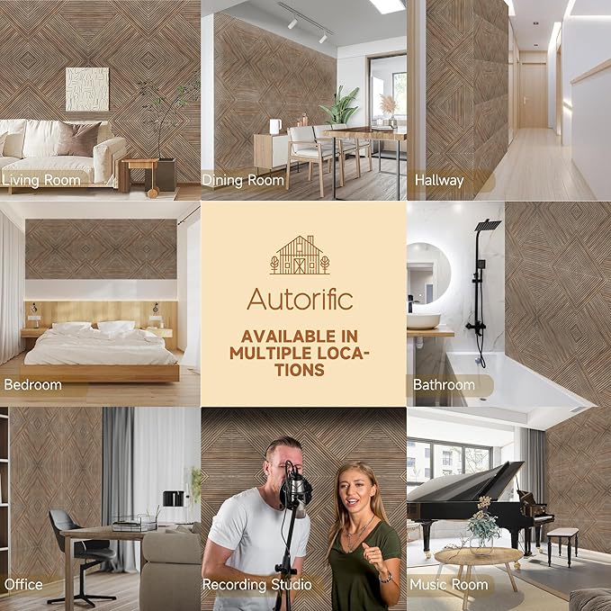 Autorific Acoustic Wall Panels, 6 Pack Total Size 72 x 48 Inches, Self-Adhesive