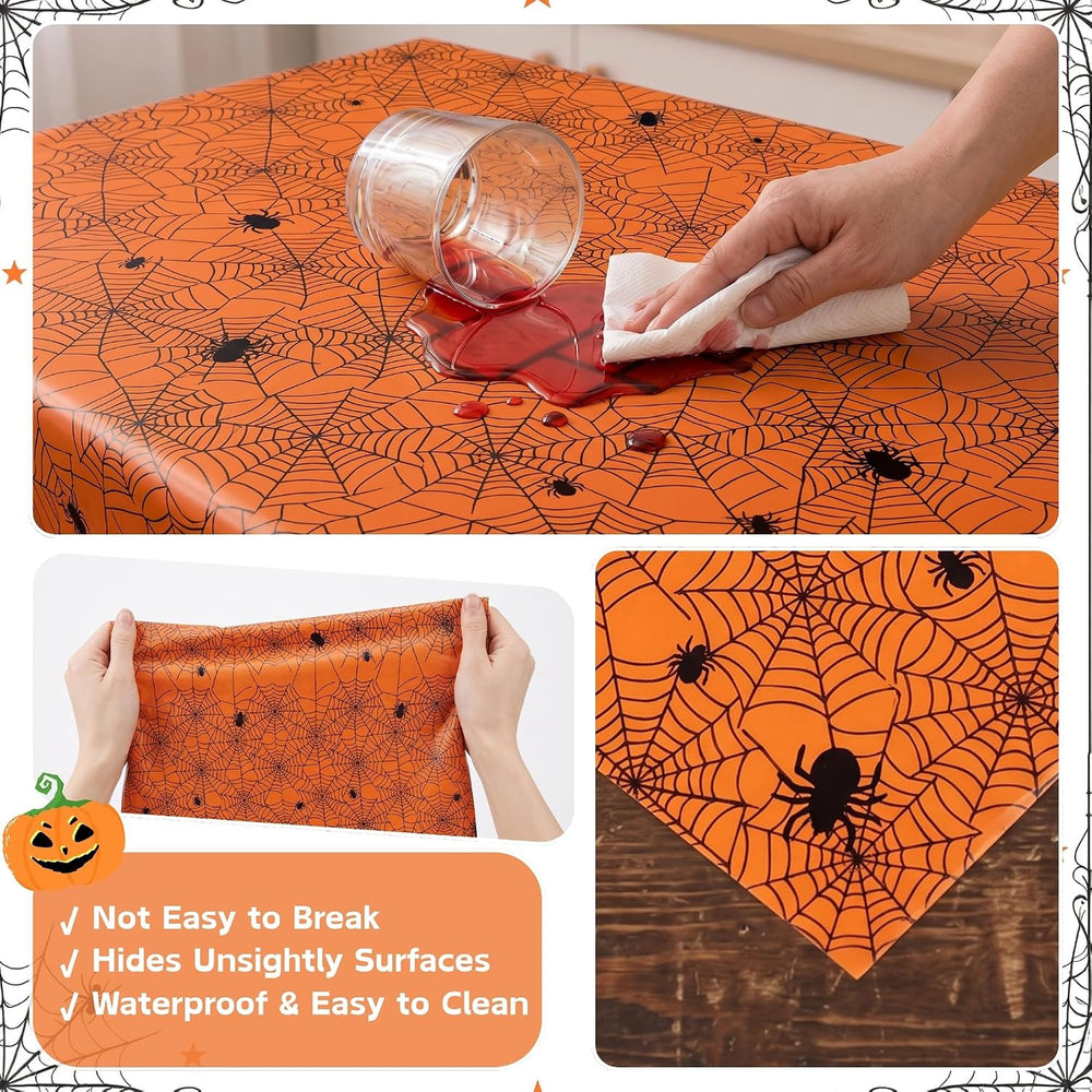 3 Rolls 100FT x 54IN Halloween Spiderweb Plastic Tablecloth with Cutter Box