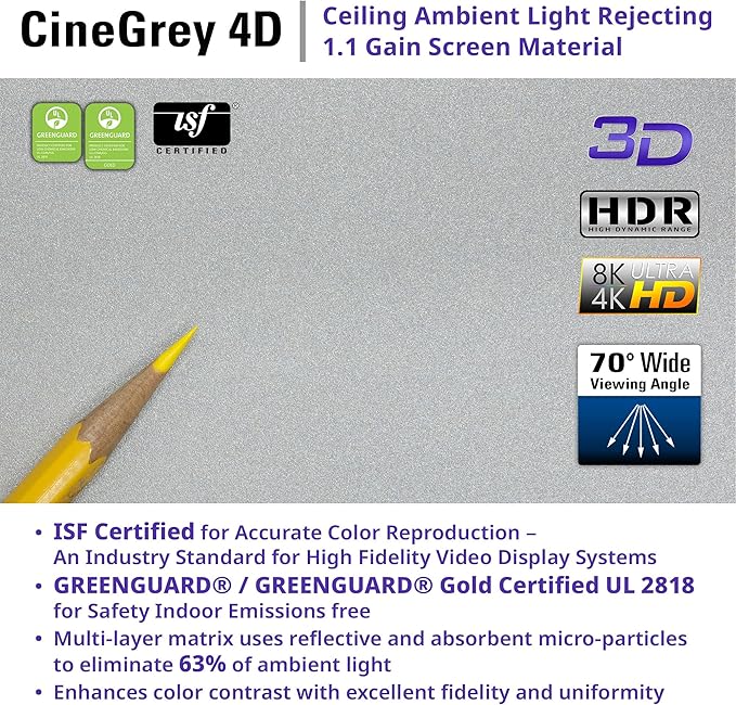 Elite Screens ezCinema Tab-Tension CineGrey 4D, 123-inch 16:9, Manual Floor