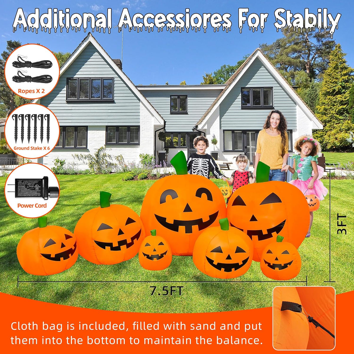 Halloween Decorations Outdoor 7.5 Ft Inflatables Pumpkins with LED Lights