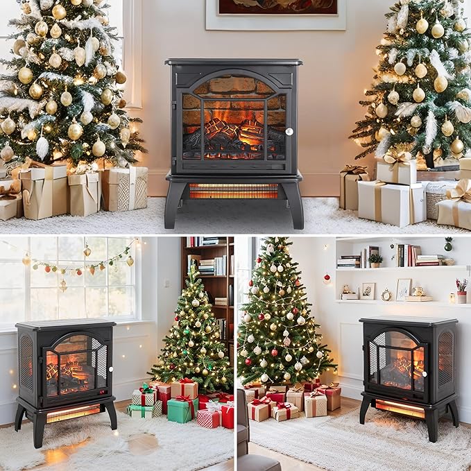 18" Electric Fireplace Heater, Freestanding Fireplace