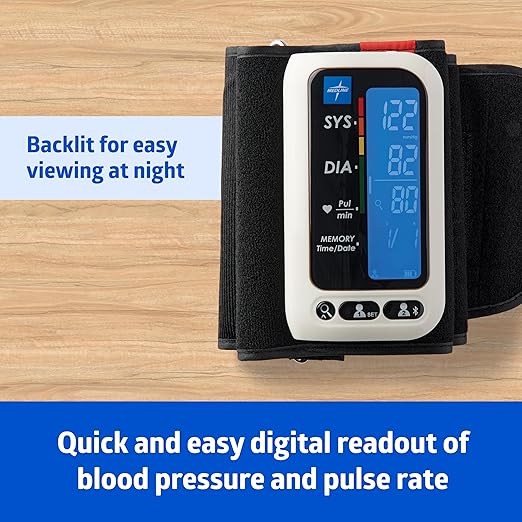 Medline Bluetooth Blood Pressure Monitor, Attached Universal Upper Arm Cuff