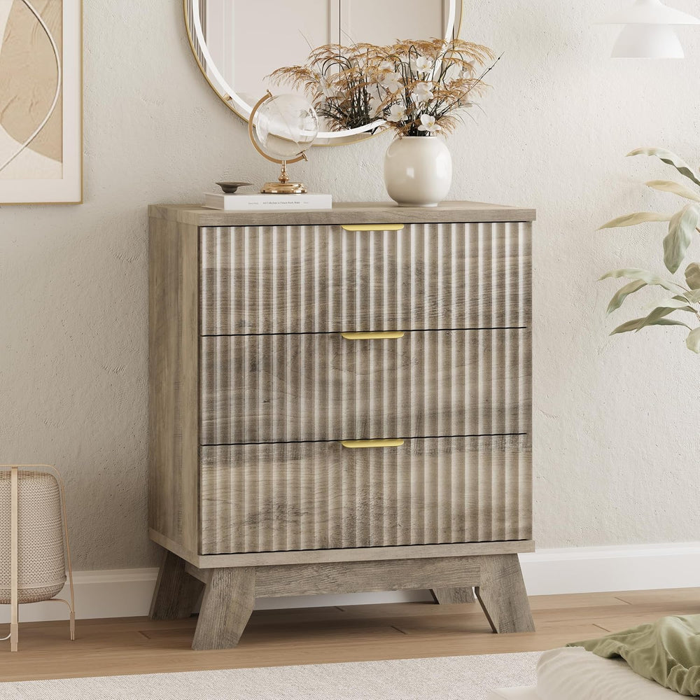 Xixini Fluted Dresser for Bedroom with 3 Drawers, 24" Wide Modern Chest ...