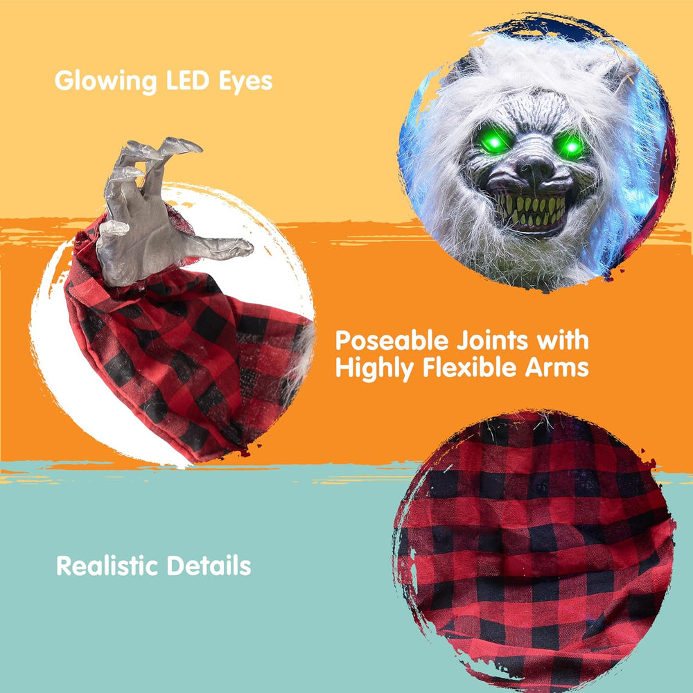 JOYIN Halloween Outdoor Decorations Animated, Animatronics Werewolf Groundbre...