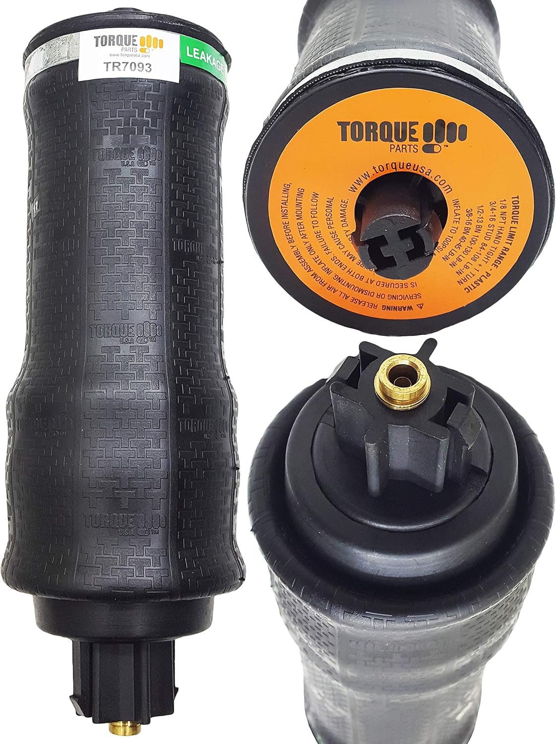 torque 2 pack cab sleeper air spring bag showing dimensions