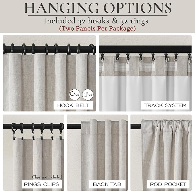 Light Brown Linen Floor to Ceiling Curtains