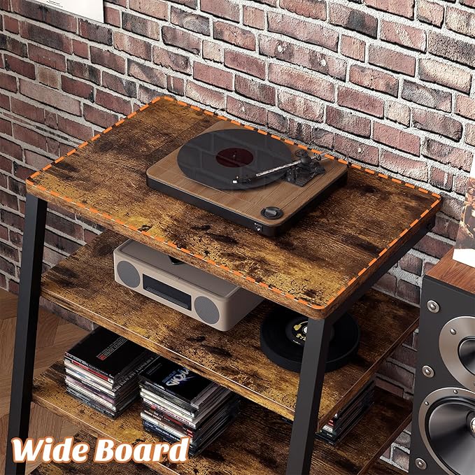 Besiost AV Media Stand with Outlets, Media Console with LED Lights, Stereo