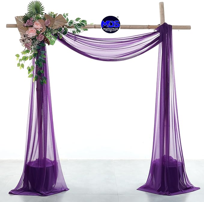 MDS Halloween Chiffon Draping Fabric - 2 Panel, 30" Wide x 30ft Long - Sheer Spooky Arbor & Canopy Drapery for Haunted House Backdrops, Party Ceilings, DIY Costumes & Themed Events - Cadbury Purple (Pack of 2)